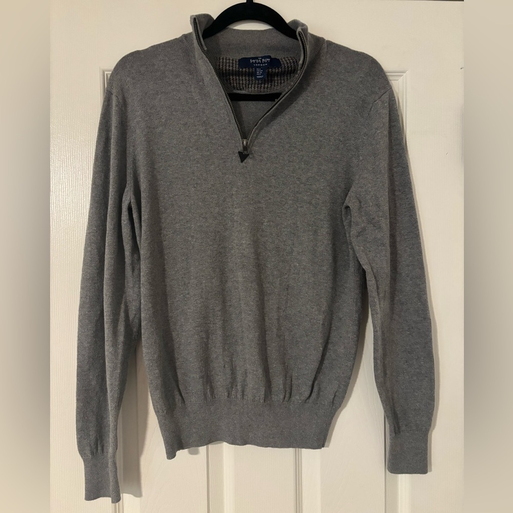 The Savile Row Company London Mens 1/4 Zip Pull Over in Gray - Size Small
